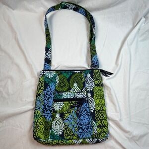 Vera Bradley Hipster Medium Crossbody Blue/Kelly Green Quilted Paisley Retired